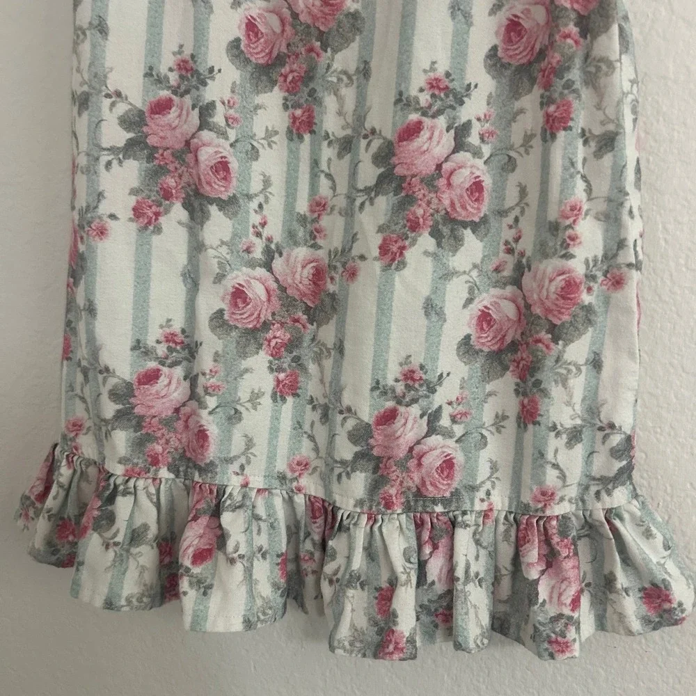 Posh Peanut Girls Nightgown 3T-4T Sage Green with Roses Ruffle Bottom